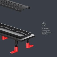 Дренажный канал Am.Pm PrimeFlow W02SC-P11-070-01BM, 70 см, с перфорированной решеткой, цвет черный матовый
