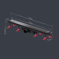 Дренажный канал Am.Pm PrimeFlow W02SC-P11-070-01BM, 70 см, с перфорированной решеткой, цвет черный матовый
