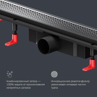 Дренажный канал Am.Pm PrimeFlow W02SC-P11-070-01BM, 70 см, с перфорированной решеткой, цвет черный матовый