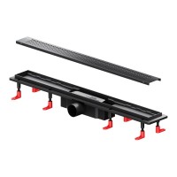 Дренажный канал Am.Pm PrimeFlow W02SC-P11-070-01BM, 70 см, с перфорированной решеткой, цвет черный матовый