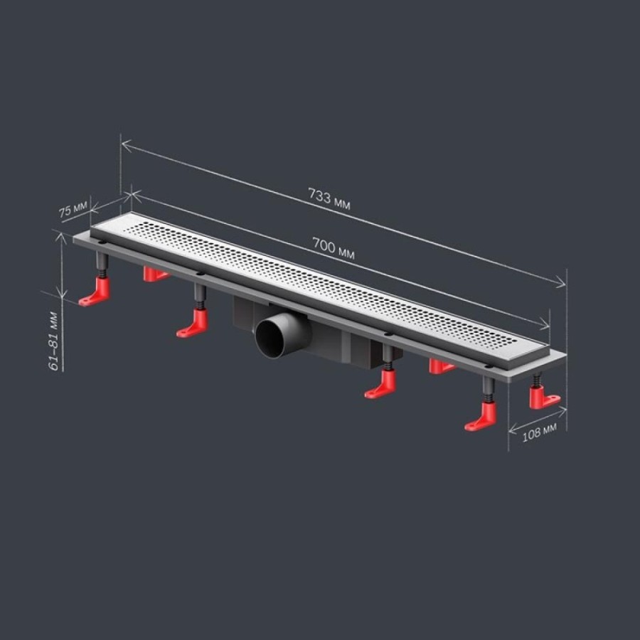 Дренажный канал Am.Pm PrimeFlow W02SC-P11-070-01SB, 70 см, с перфорированной решеткой, цвет хром