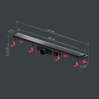 Дренажный канал Am.Pm PrimeFlow W02SC-P11-080-01BM, 80 см, с перфорированной решеткой, цвет черный матовый