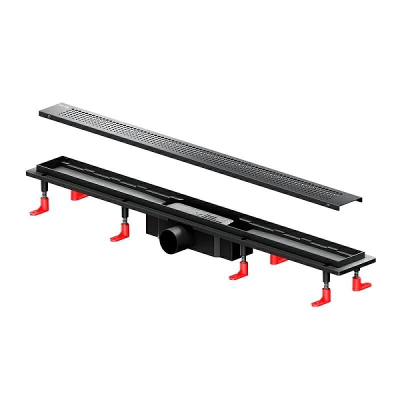 Дренажный канал Am.Pm PrimeFlow W02SC-P11-080-01BM, 80 см, с перфорированной решеткой, цвет черный матовый