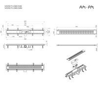 Дренажный канал Am.Pm PrimeFlow W02SC-P11-080-01SB, 80 см, с перфорированной решеткой, цвет хром