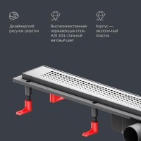 Дренажный канал Am.Pm PrimeFlow W02SC-P11-080-01SB, 80 см, с перфорированной решеткой, цвет хром