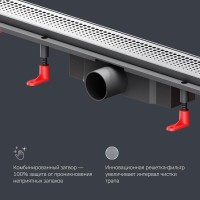 Дренажный канал Am.Pm PrimeFlow W02SC-P11-080-01SB, 80 см, с перфорированной решеткой, цвет хром