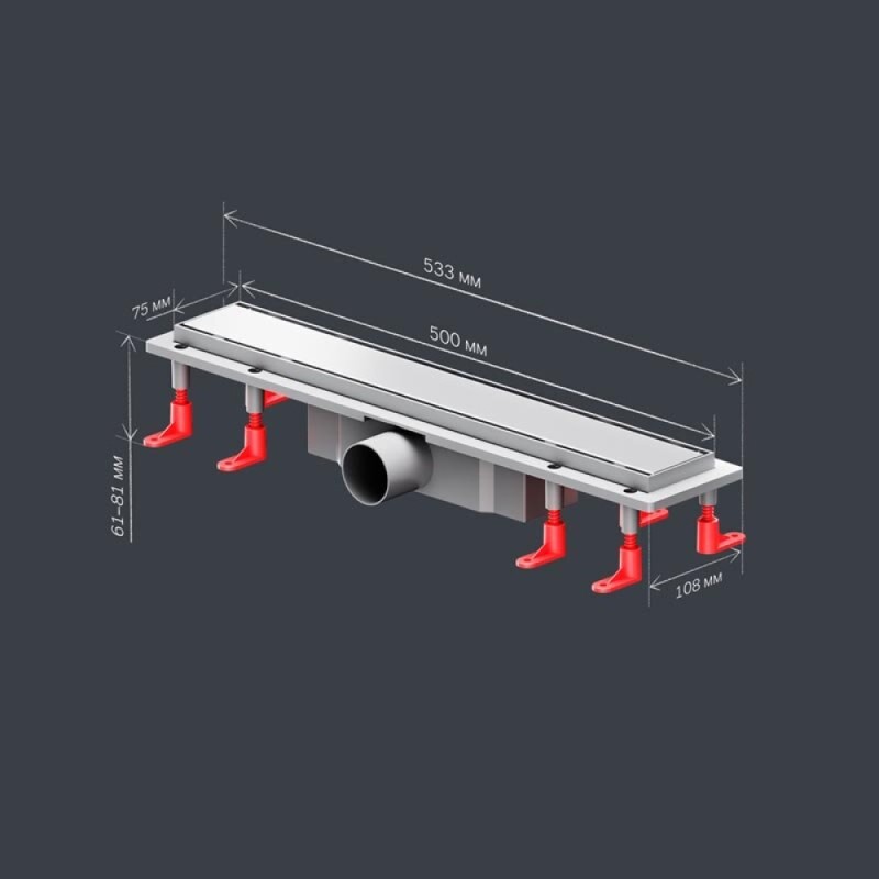 Дренажный канал Am.Pm PrimeFlow W02SC-U11-050-04SB, 50 см, под плитку, цвет хром