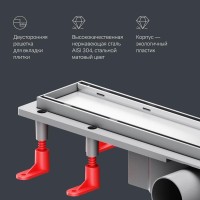 Дренажный канал Am.Pm PrimeFlow W02SC-U11-050-04SB, 50 см, под плитку, цвет хром