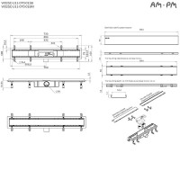 Дренажный канал Am.Pm PrimeFlow W02SC-U11-070-04BM, 70 см, под плитку, цвет черный матовый