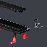 Дренажный канал Am.Pm PrimeFlow W02SC-U11-080-04BM, 80 см, под плитку, цвет черный матовый