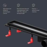 Дренажный канал Am.Pm PrimeFlow W02SC-U11-080-04BM, 80 см, под плитку, цвет черный матовый