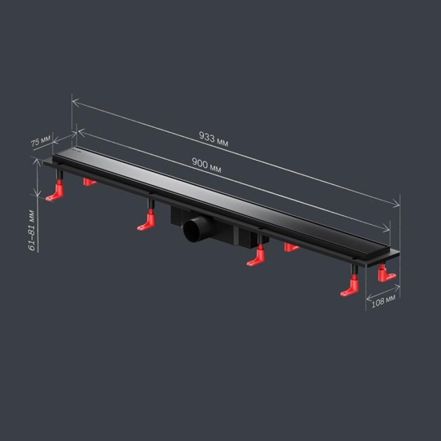 Дренажный канал Am.Pm PrimeFlow W02SC-U11-090-04BM, 90 см, под плитку, цвет черный матовый