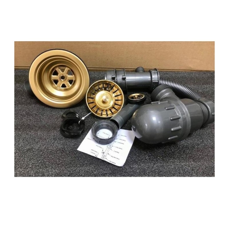 Сифон с выпуском и переливом Zorg PVD W 1 BRONZE, бронза