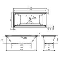 Акриловая ванна Am.Pm Inspire 2.0, 170 x 75 см, цвет белый, W52A-170-075W-A