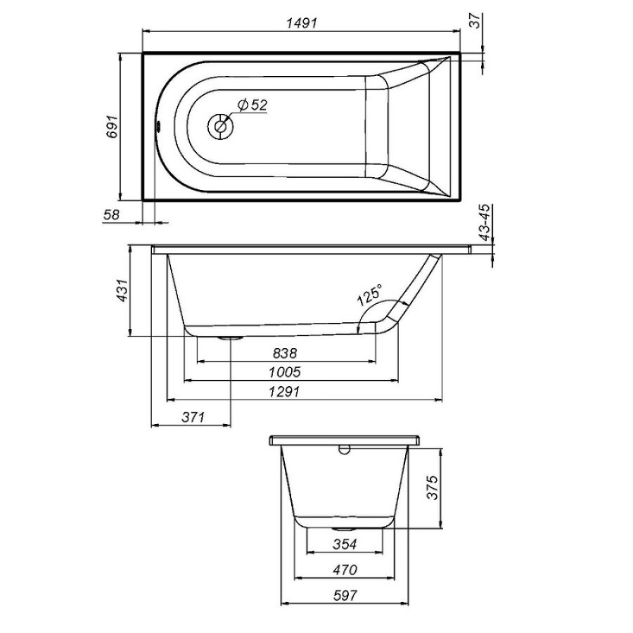 Акриловая ванна Am.Pm Spirit 150 x 70 см, цвет белый, W72A-150-070W-A2