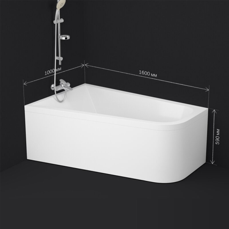 Ванна акриловая Am.Pm Spirit 160 x 100 см, левосторонняя, цвет белый, W72A-160L100W-A2