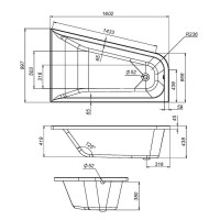 Ванна акриловая Am.Pm Spirit W72A-160R100W-A2, 160 x 100 см, правосторонняя