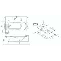 Ванна акриловая Am.Pm Sense W75A-150-070W-KL, 150 х 70 см, с каркасом и сливом-переливом