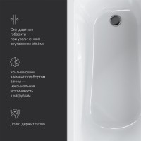 Акриловая ванна AM.PM Sense New 150 х 70 см, цвет белый, W76A-150-070W-A