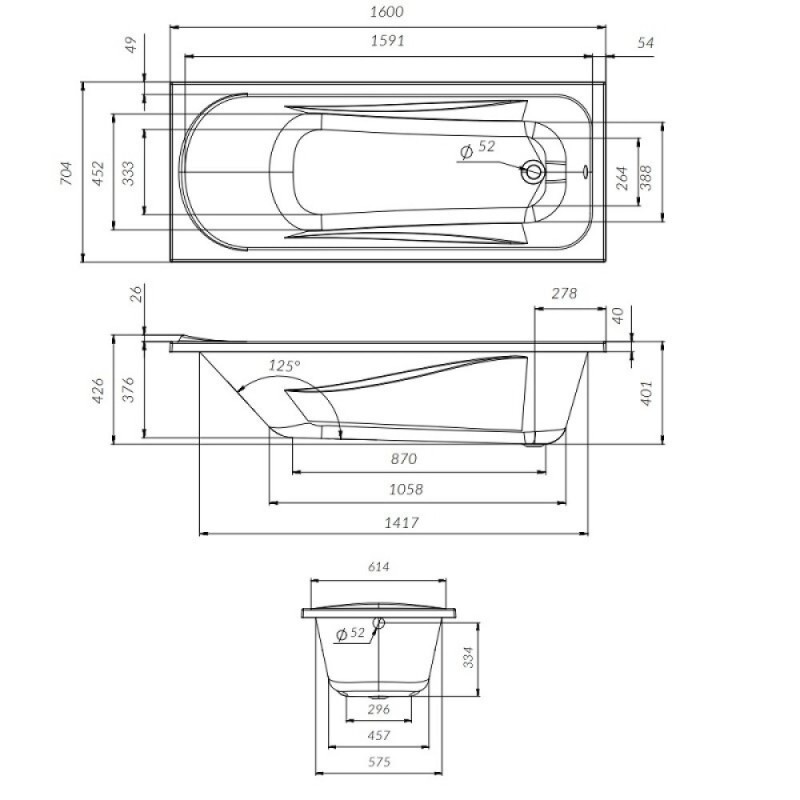 Акриловая ванна AM.PM Sense W76A-160-070W-A, 160 х 70 см, цвет белый