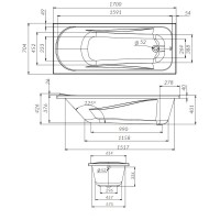 Ванна акриловая прямоугольная AM.PM Sense New a0 170 x 70 см, цвет белый, W76А-170-070W-A