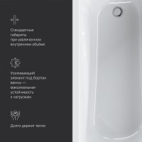 Ванна акриловая прямоугольная AM.PM Sense New a0 170 x 70 см, цвет белый, W76А-170-070W-A