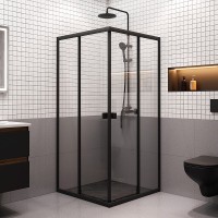 Душевой уголок Am.Pm Sense W76G-403-9090-BT, 90 x 90 см, стекло прозрачное, профиль черный матовый