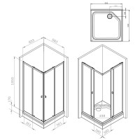 Душевой уголок Am.Pm Sense W76G-403-9090-MT, 90 x 90 см, стекло прозрачное, профиль хром матовый