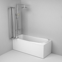 Шторка на борт ванны Am.Pm Like W80BS-100-140CT, 100х140 см, поворотно-складная, профиль хром, стекло прозрачное