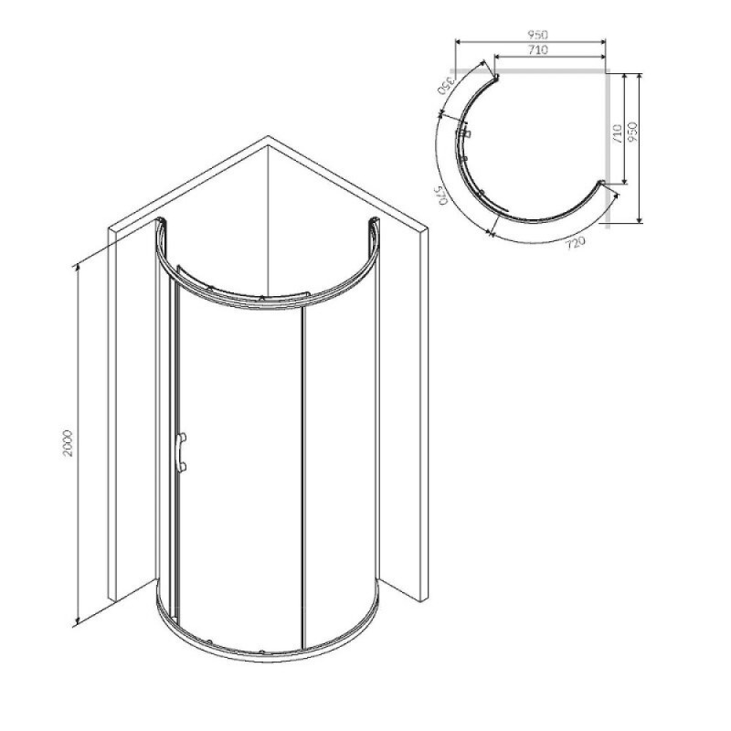 Душевой уголок Am.Pm Like Solo Slide W83UG-333-095CG, 90 x 90 см, профиль хром глянцевый, стекло тонированное