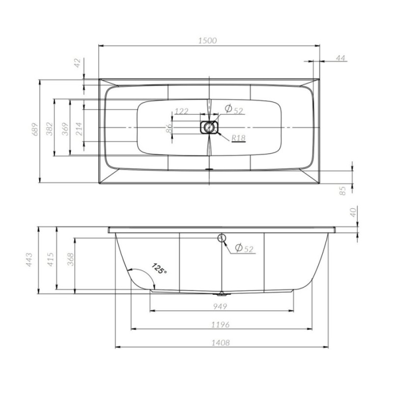 Ванна акриловая Am.Pm Func W84A-150-070W-A 150 х 70 см, белая
