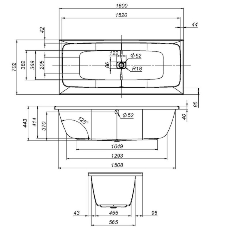 Ванна акриловая Am.Pm Func W84A-160-070W-A 160 х 70 см, белая