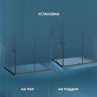 Душевой уголок Am.Pm Func Square Slide 120 х 80 см, профиль черный матовый, стекло прозрачное, W84G-403-12080-BT