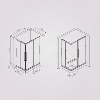 Душевой уголок Am.Pm Func Square Slide 120 х 90 см, профиль черный матовый, стекло прозрачное, W84G-403-12090-BT