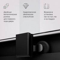 Душевой уголок Am.Pm Func Square Slide 90 х 90 см, профиль черный матовый, стекло прозрачное, W84G-403-9090-BT