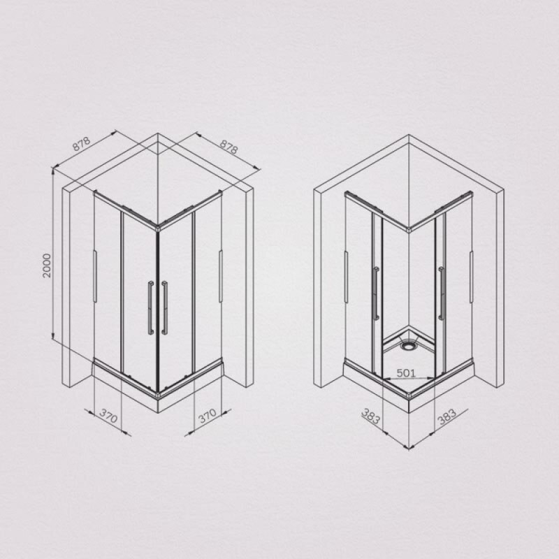 Душевой уголок Am.Pm Func Square Slide W84G-403-9090-MT, 90 x 90 см, стекло прозрачное, профиль хром матовый