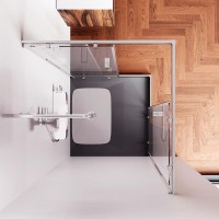 Душевой уголок Am.Pm Func Square Slide W84G-403-9090-MT, 90 x 90 см, стекло прозрачное, профиль хром матовый