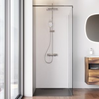 Душевая перегородка Am.Pm Func W84WI-110-F1-MTE, 110 см, со свободным входом, стекло прозрачное, профиль хром