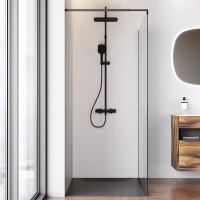 Душевая перегородка Am.Pm Func W84WI-120-F1-BTE, 120 см, со свободным входом, стекло прозрачное, профиль черный