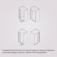 Душевая дверь в нишу Am.Pm Sunny W87G-100-1P-BT, 100 см, стекло прозрачное, профиль черный матовый матовый