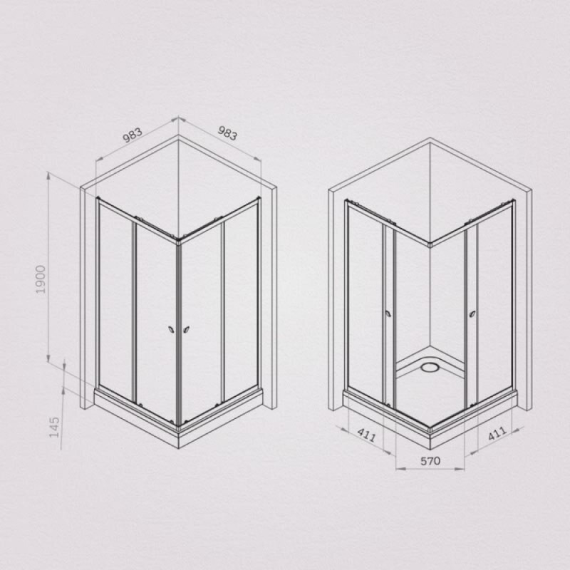 Душевой уголок Am.Pm Sunny W87G-403-100100-BT, 100 x 100 см, стекло прозрачное, профиль черный матовый