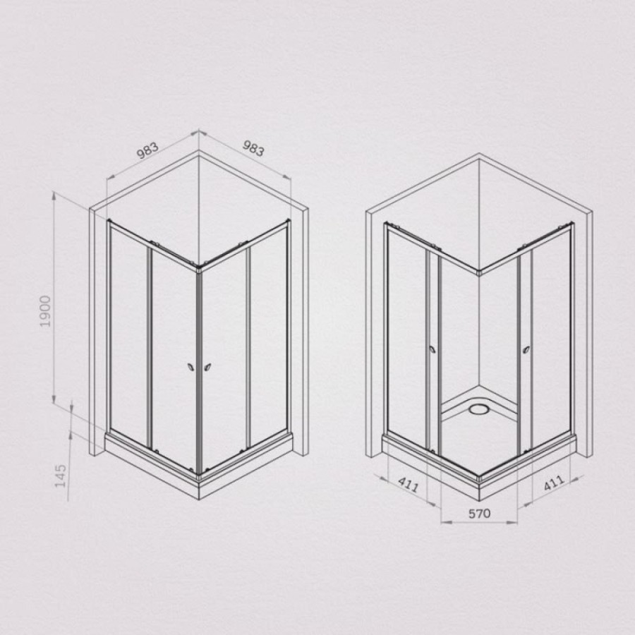 Душевой уголок Am.Pm Sunny W87G-403-100100-BT, 100 x 100 см, стекло прозрачное, профиль черный матовый