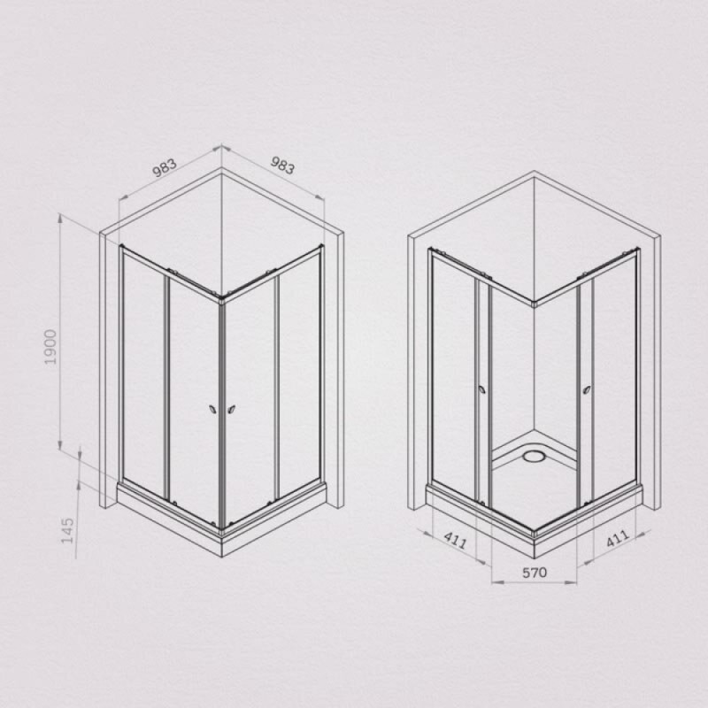 Душевой уголок Am.Pm Sunny W87G-403-100100-MT, 100 x 100 см, стекло прозрачное, профиль хром матовый