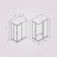 Душевой уголок Am.Pm Sunny W87G-403-12090-BT, 120 x 90 см, стекло прозрачное, профиль черный матовый