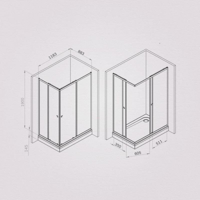 Душевой уголок Am.Pm Sunny W87G-403-12090-BT, 120 x 90 см, стекло прозрачное, профиль черный матовый