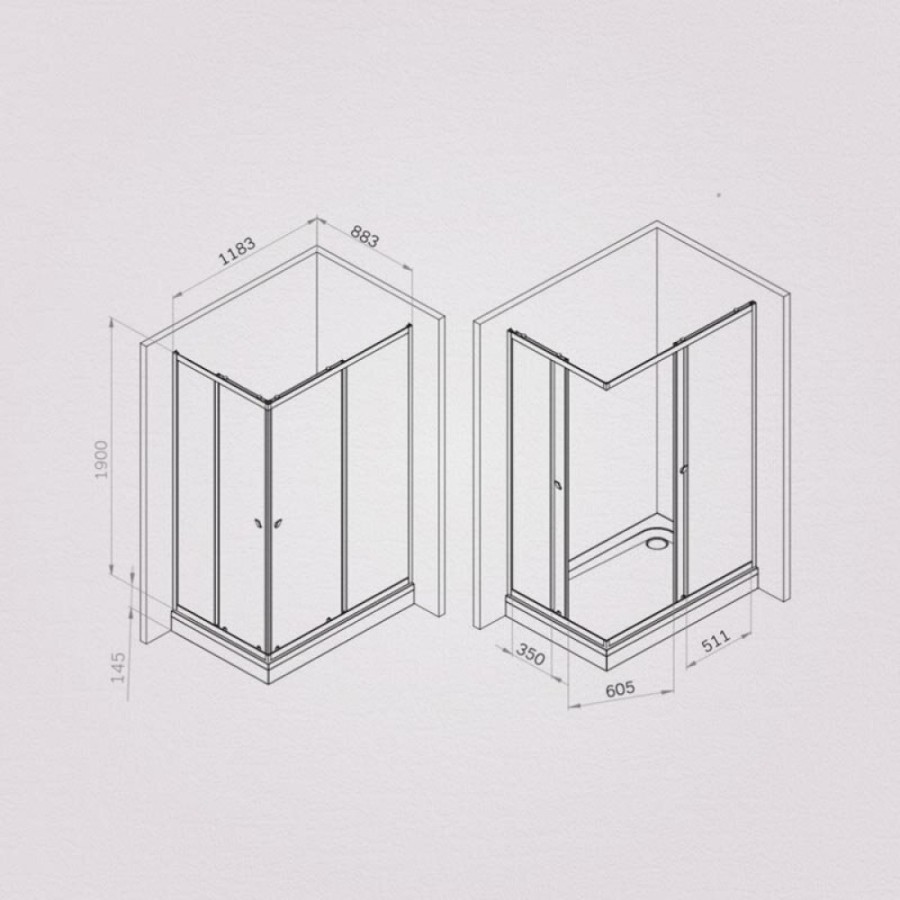 Душевой уголок Am.Pm Sunny W87G-403-12090-BT, 120 x 90 см, стекло прозрачное, профиль черный матовый