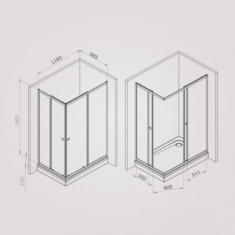 Душевой уголок Am.Pm Sunny W87G-403-12090-MT, 120 x 90 см, стекло прозрачное, профиль хром матовый