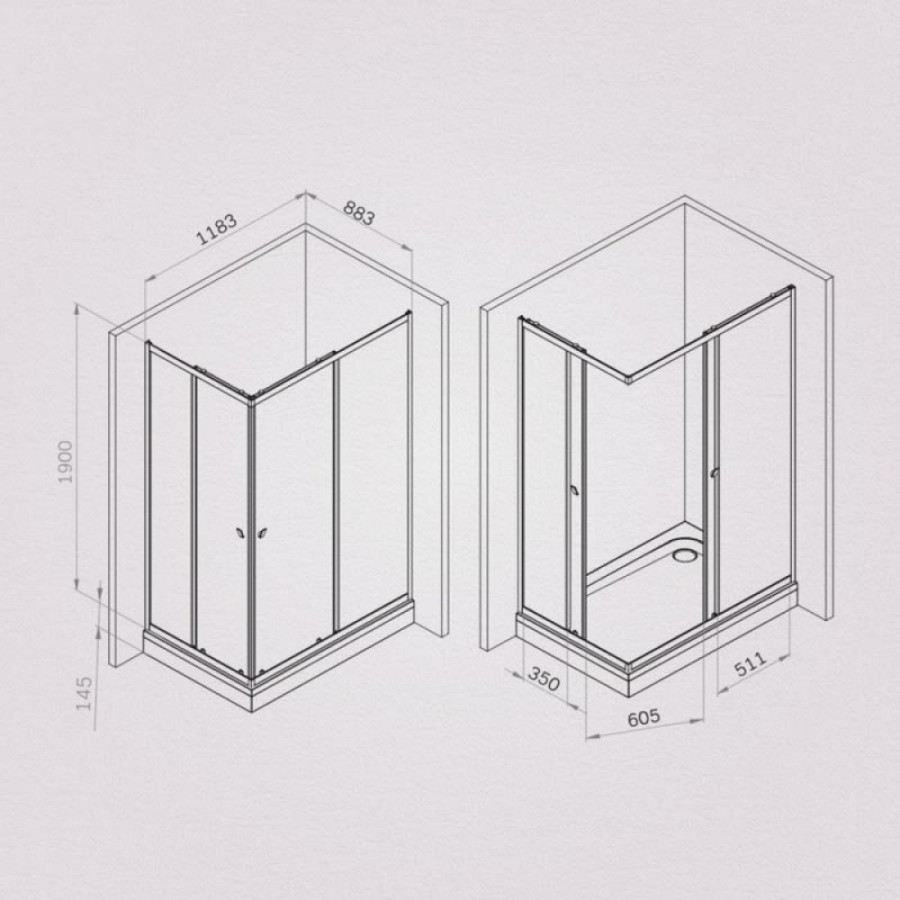 Душевой уголок Am.Pm Sunny W87G-403-12090-MT, 120 x 90 см, стекло прозрачное, профиль хром матовый