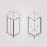 Душевой уголок Am.Pm Sunny W87G-403-8080-BT, 80 x 80 см, стекло прозрачное, профиль черный матовый