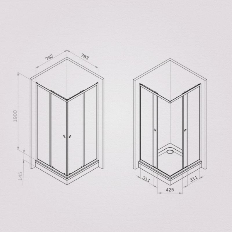 Душевой уголок Am.Pm Sunny W87G-403-8080-BT, 80 x 80 см, стекло прозрачное, профиль черный матовый